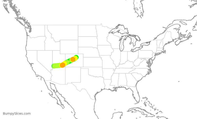 Turbulence forecast map for SKW5123, SGU to DEN