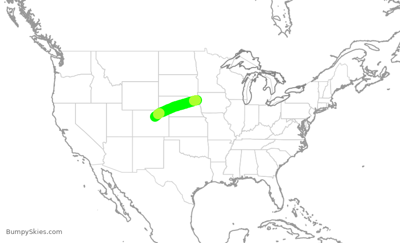Turbulence forecast map for SKW5123, SUX to DEN