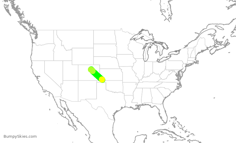 Turbulence forecast map for SKW5126, LBL to DEN