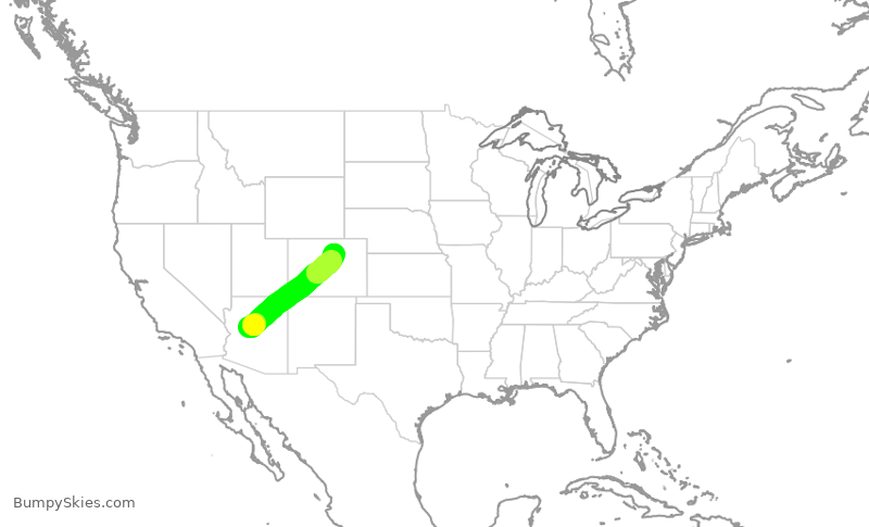 Turbulence forecast map for SKW5127, PRC to DEN