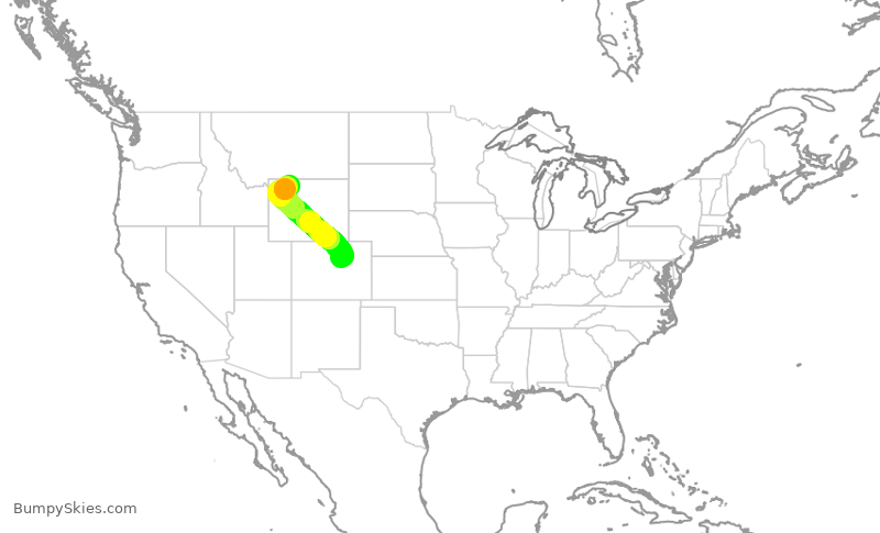Turbulence forecast map for SKW5132, DEN to COD