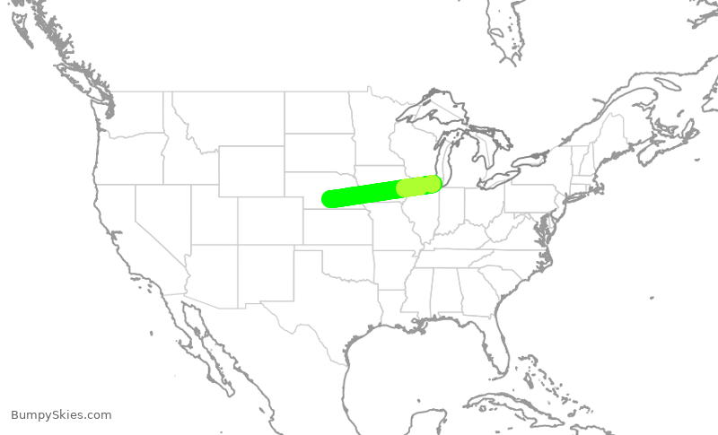 Turbulence forecast map for SKW5139, ORD to KEAR