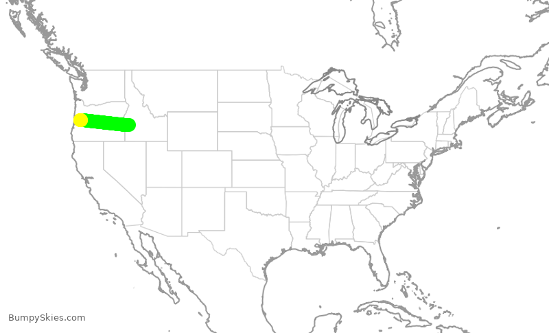 Turbulence forecast map for SKW5152, EUG to BOI