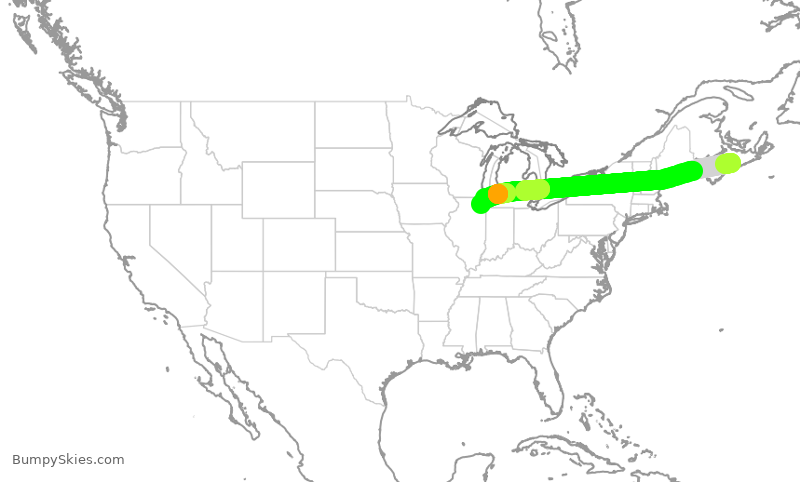 Turbulence forecast map for SKW5179, YHZ to ORD