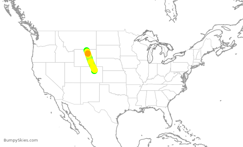 Turbulence forecast map for SKW5192, DEN to SHR
