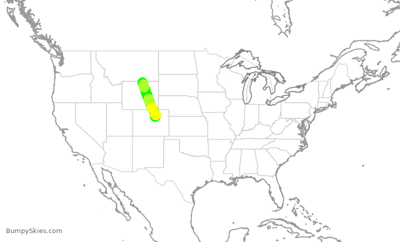 Turbulence forecast map for SKW5193, DEN to SHR