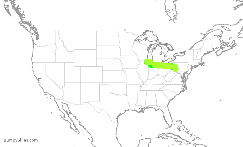 Turbulence forecast map for SKW5193, JST to ORD