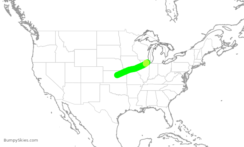 Turbulence forecast map for SKW5197, SLN to ORD