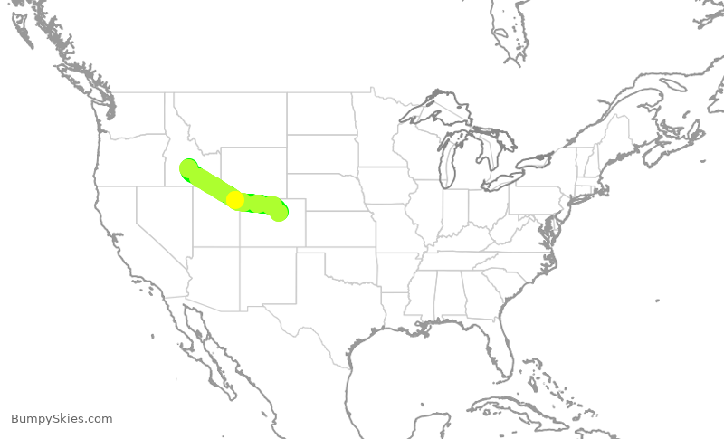 Turbulence forecast map for SKW5202, SUN to DEN