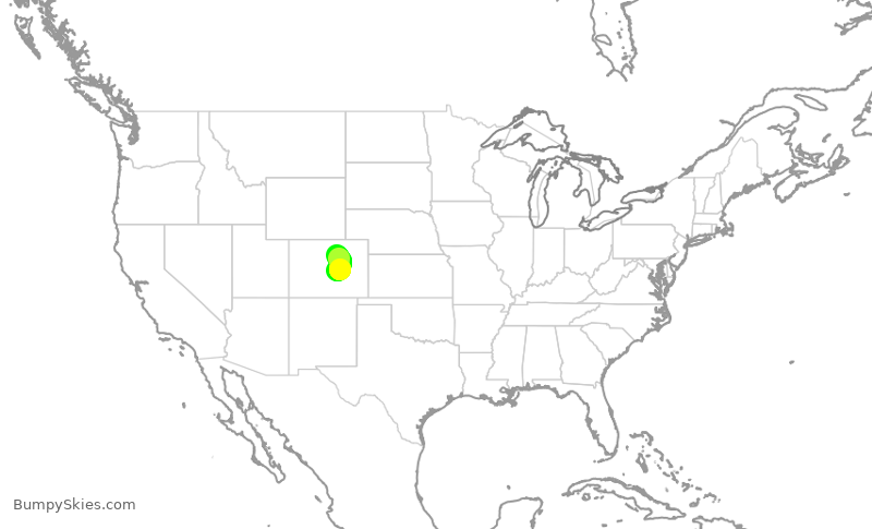 Turbulence forecast map for SKW5208, COS to DEN