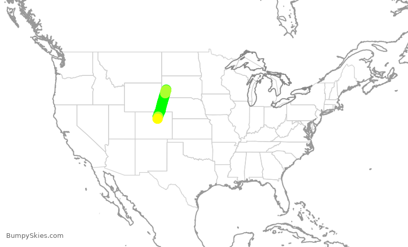 Turbulence forecast map for SKW5225, DEN to RAP