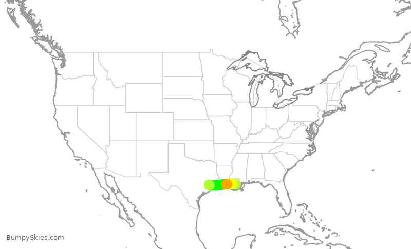 Turbulence forecast map for SKW5225, IAH to MSY