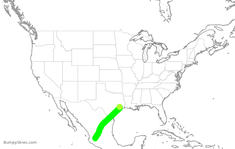 Turbulence forecast map for SKW5235, IAH to GDL