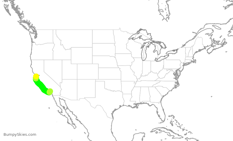 Turbulence forecast map for SKW5236, SFO to SNA