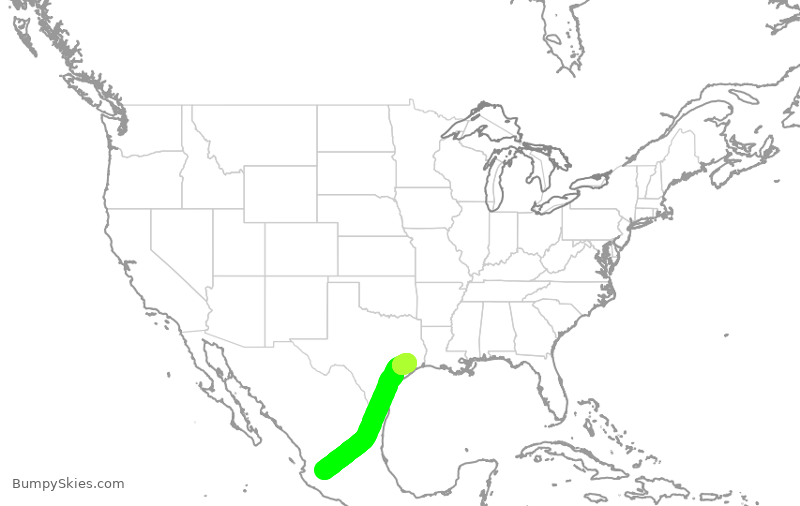Turbulence forecast map for SKW5236, GDL to IAH