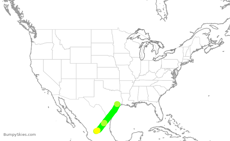 Turbulence forecast map for SKW5237, IAH to AGU
