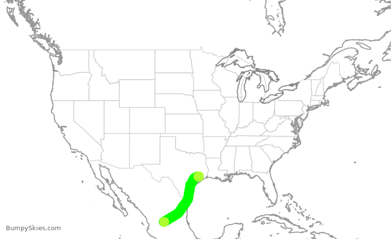 Turbulence forecast map for SKW5238, AGU to IAH