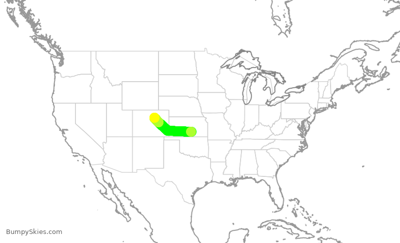 Turbulence forecast map for SKW5240, ICT to DEN