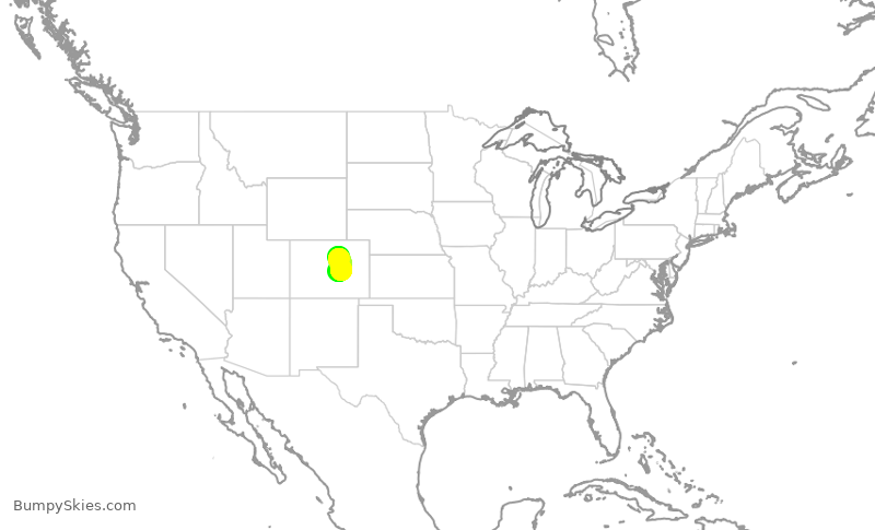 Turbulence forecast map for SKW5246, DEN to COS