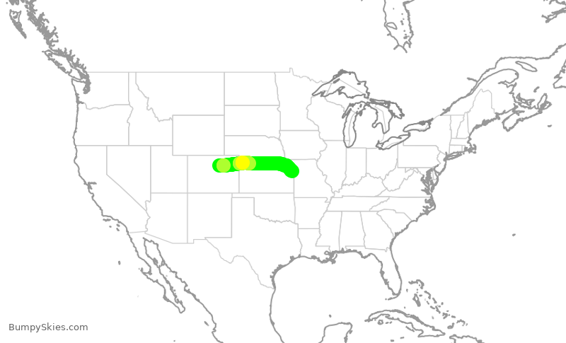 Turbulence forecast map for SKW5247, DEN to MCI