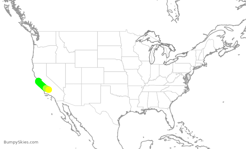 Turbulence forecast map for SKW5248, SFO to BFL