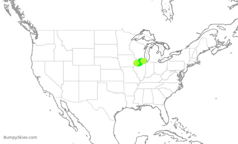 Turbulence forecast map for SKW5249, MLI to ORD