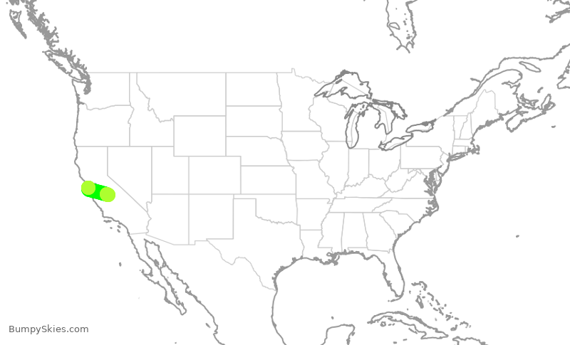 Turbulence forecast map for SKW5251, SFO to FAT