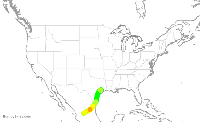 Turbulence forecast map for SKW5255, AGU to IAH