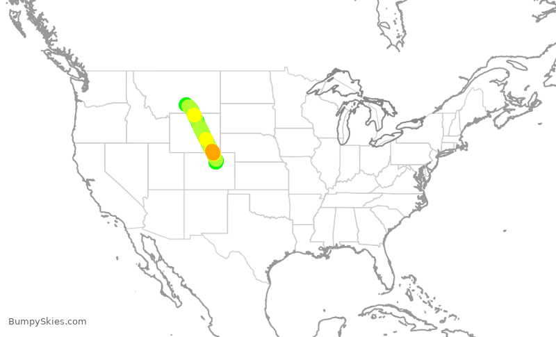 Turbulence forecast map for SKW5257, DEN to BIL