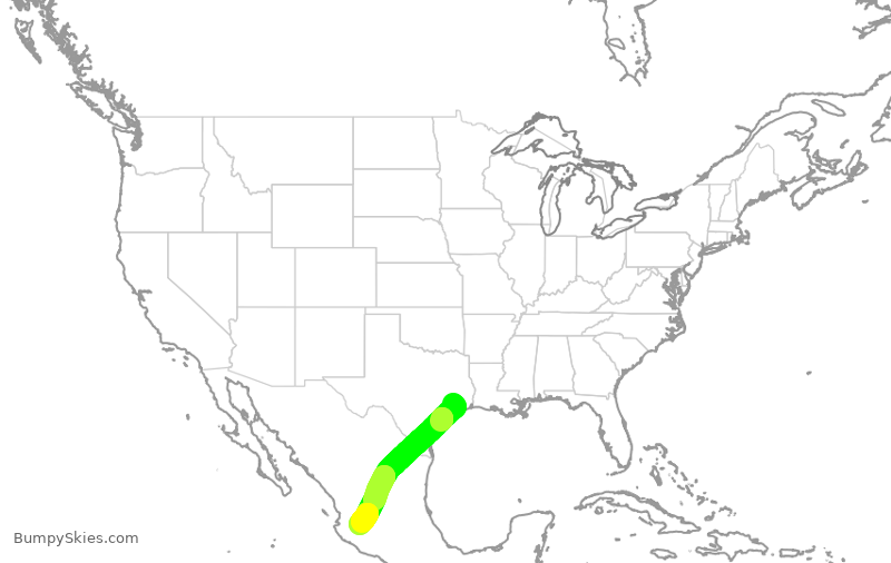 Turbulence forecast map for SKW5260, IAH to GDL