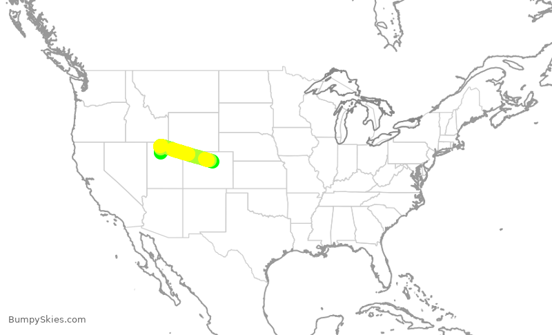 Turbulence forecast map for SKW5261, DEN to SLC