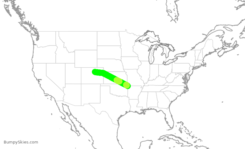 Turbulence forecast map for SKW5267, DEN to XNA