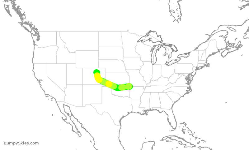 Turbulence forecast map for SKW5269, DEN to XNA