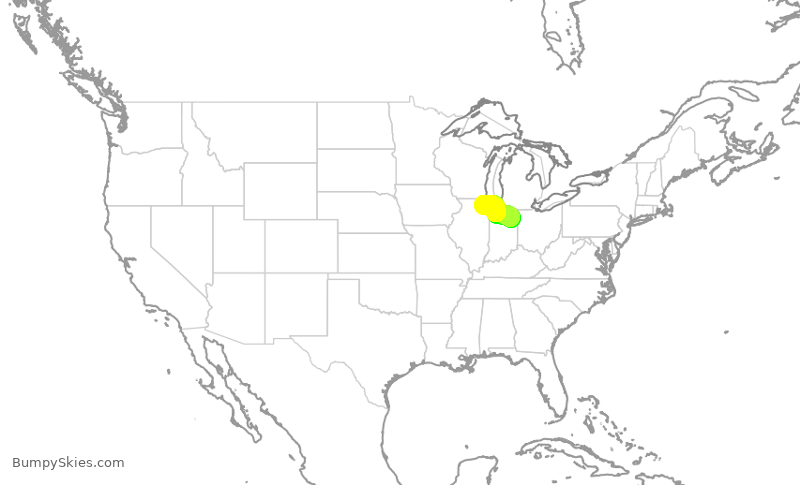 Turbulence forecast map for SKW5272, FWA to ORD