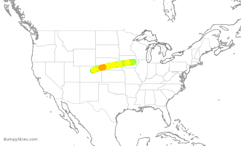 Turbulence forecast map for SKW5273, CID to DEN
