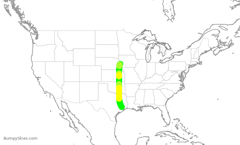 Turbulence forecast map for SKW5275, IAH to OMA