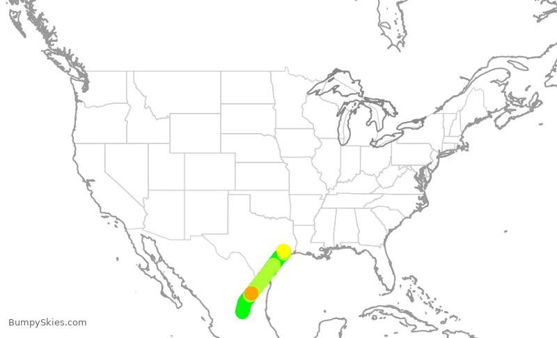 Turbulence forecast map for SKW5283, IAH to MSP