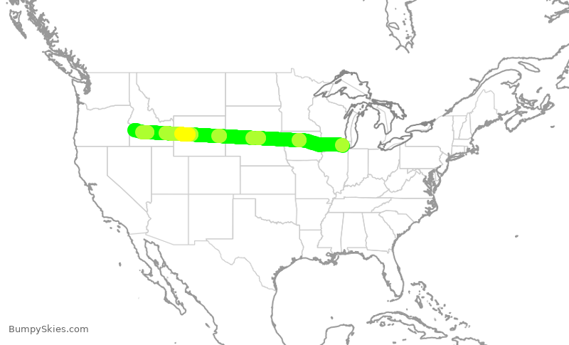 Turbulence forecast map for SKW5290, ORD to BOI