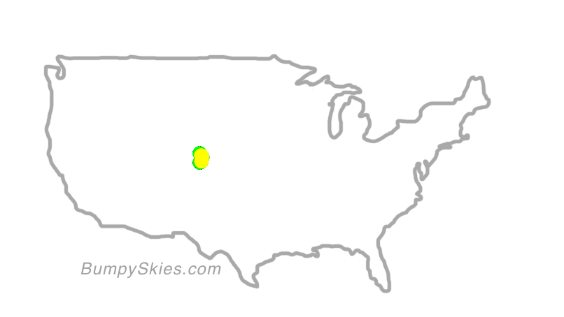 Map of continental US with illustrated flight path and turbulence forecast (described in text below)