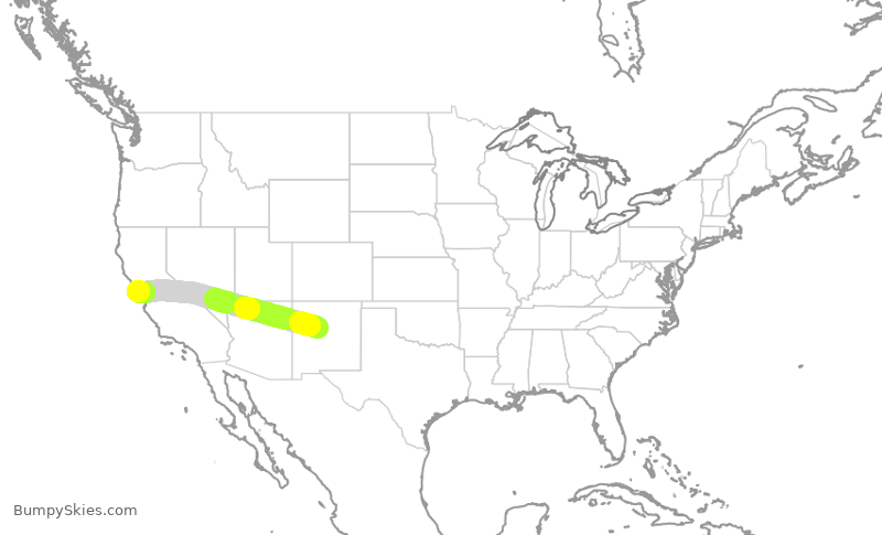 Turbulence forecast map for SKW5296, ABQ to SFO