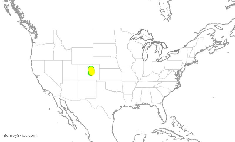Turbulence forecast map for SKW5308, DEN to COS