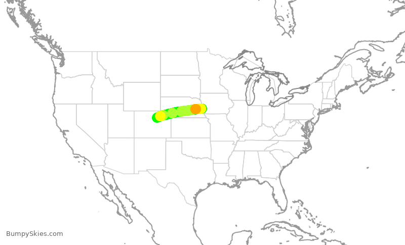 Turbulence forecast map for SKW5316, OMA to DEN
