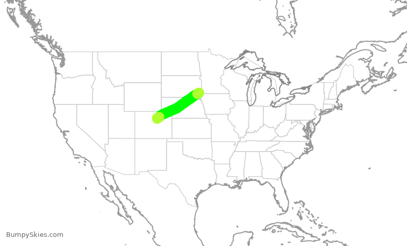 Turbulence forecast map for SKW5319, FSD to DEN