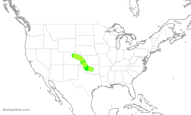 Turbulence forecast map for SKW5324, DEN to OKC