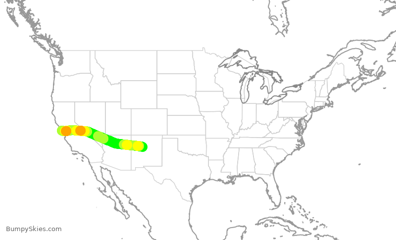 Turbulence forecast map for SKW5325, ABQ to SFO