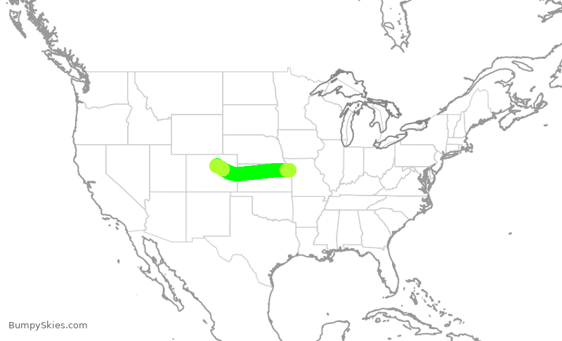 Turbulence forecast map for SKW5326, MCI to DEN