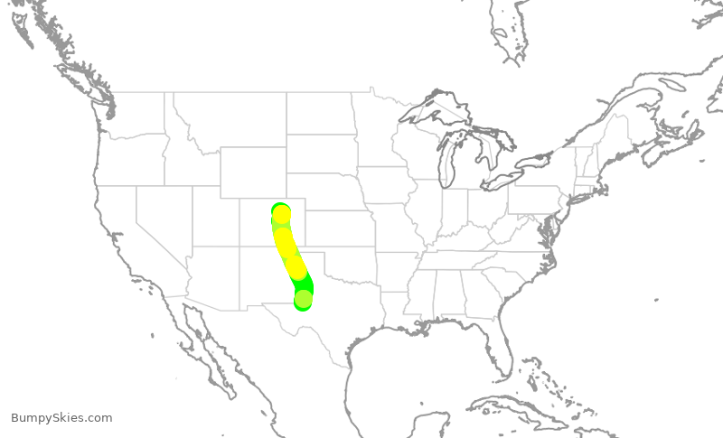 Turbulence forecast map for SKW5333, DEN to MAF