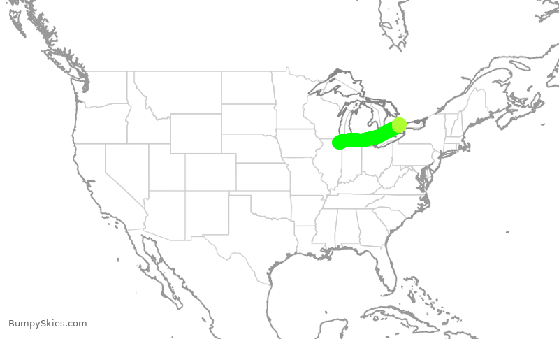 Turbulence forecast map for SKW5337, ORD to YYZ