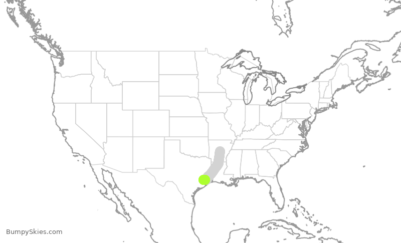 Turbulence forecast map for SKW5345, LIT to IAH