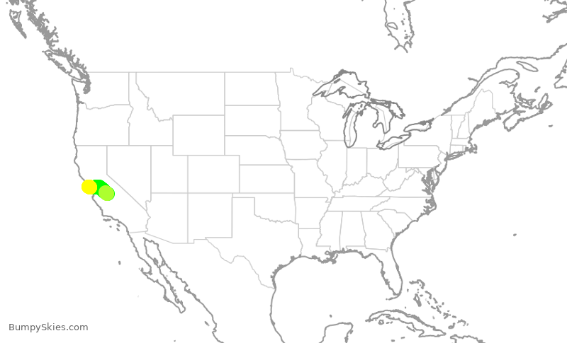 Turbulence forecast map for SKW5349, FAT to SFO